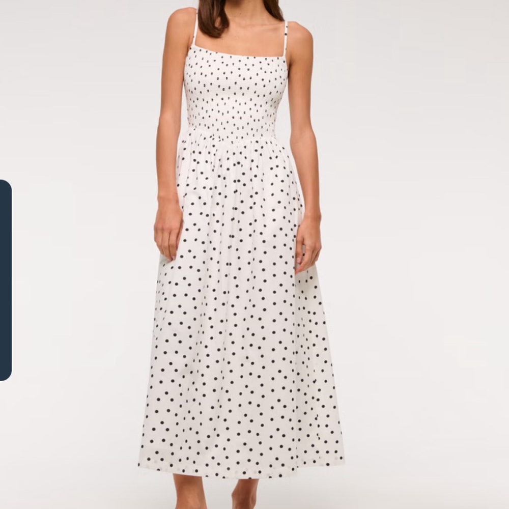 NWT Abercrombie Dipped Waist Smocked Too Midi Dress